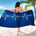Heartbeat Cardiogram Print Beach Sarong Wrap
