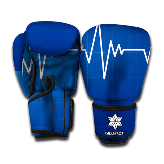 Heartbeat Cardiogram Print Boxing Gloves