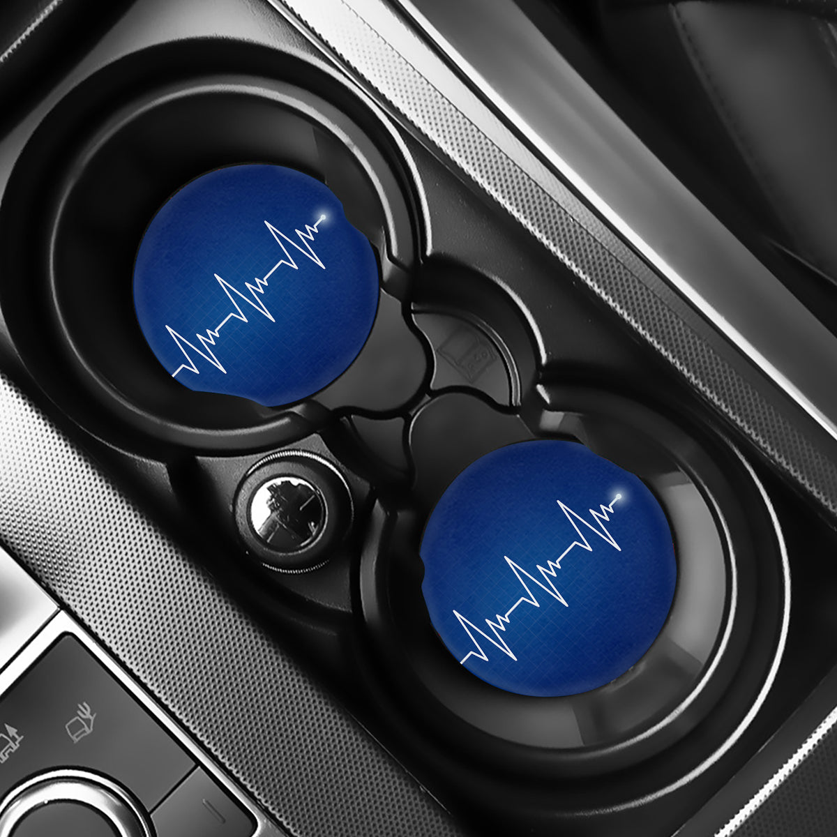 Heartbeat Cardiogram Print Car Coasters