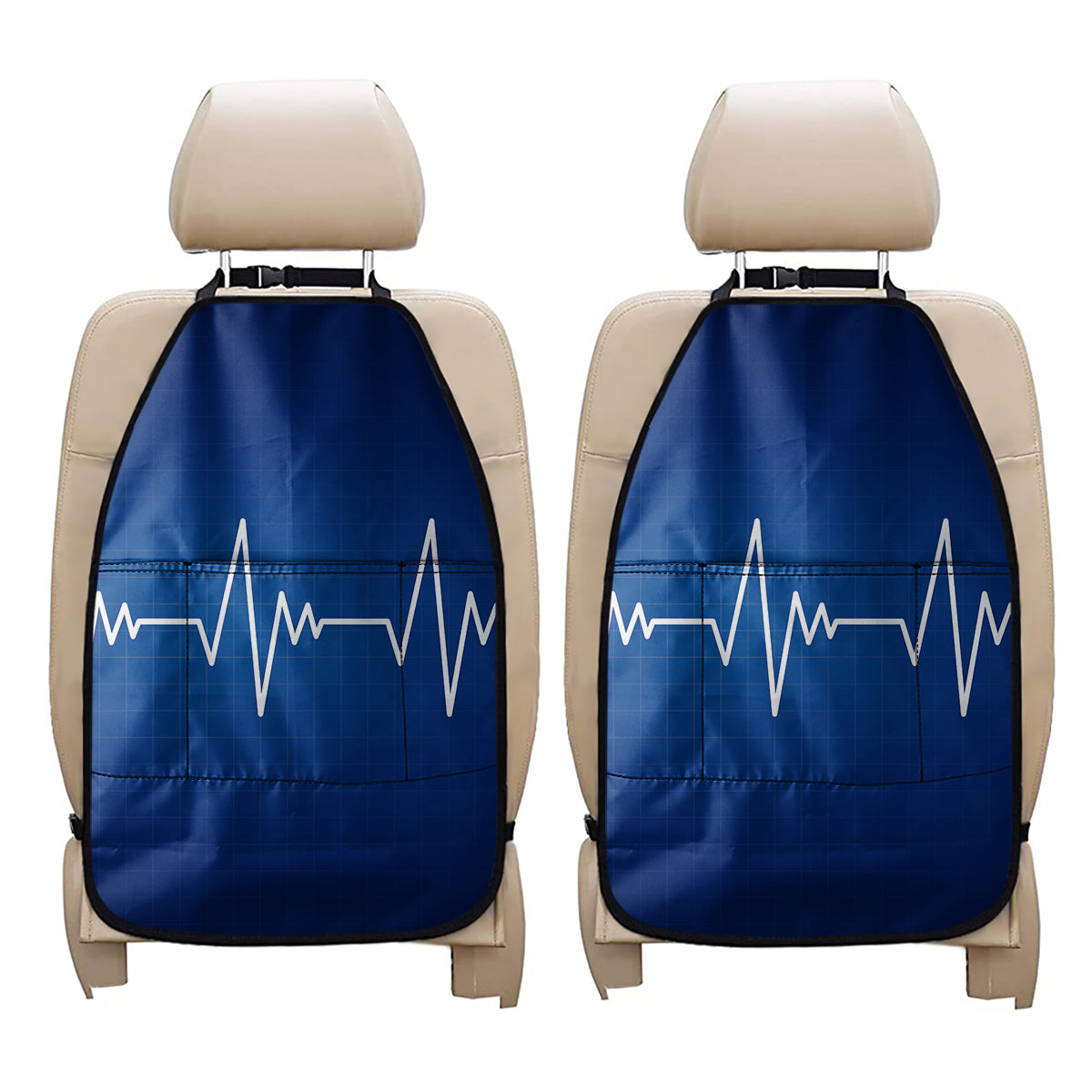 Heartbeat Cardiogram Print Car Seat Organizers