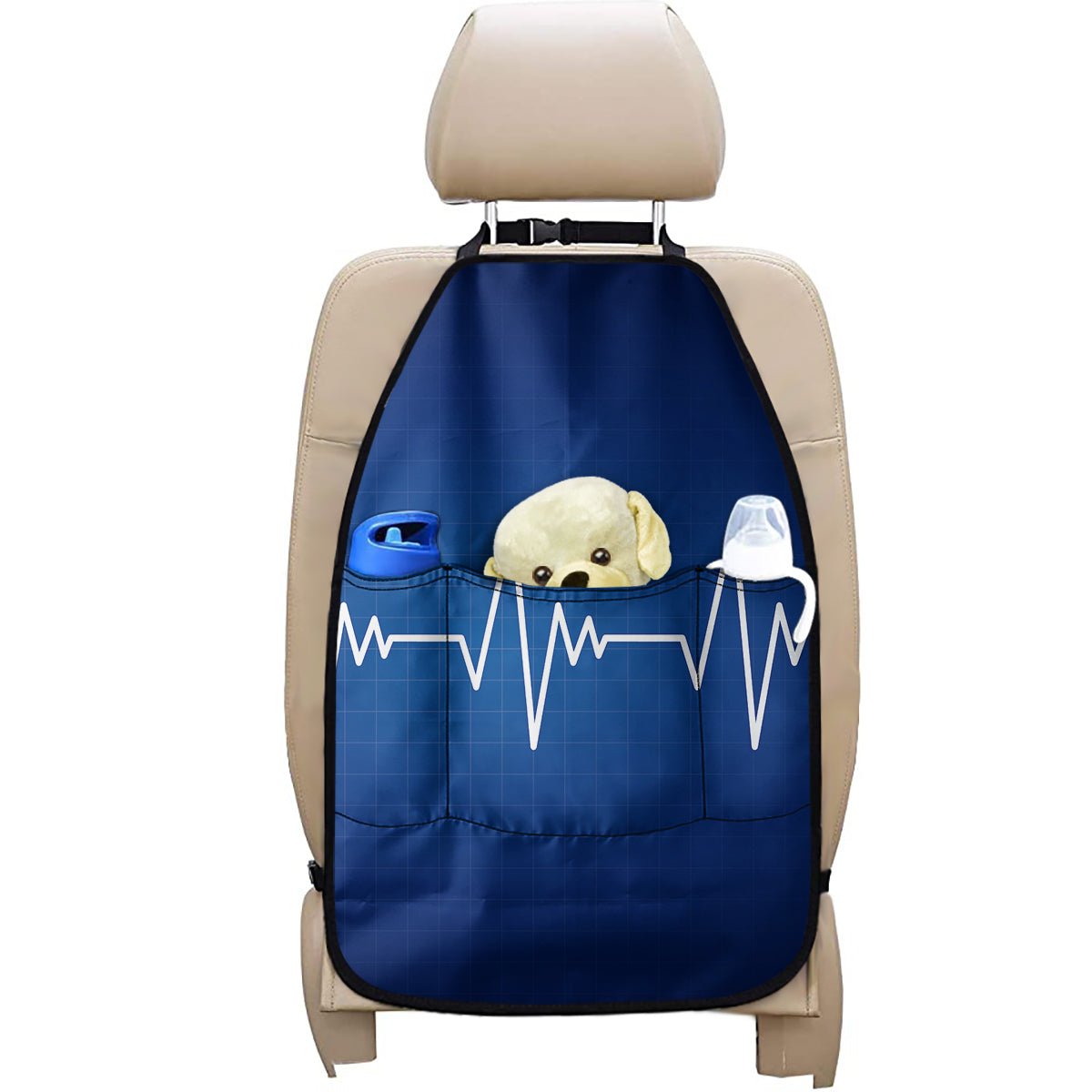Heartbeat Cardiogram Print Car Seat Organizers