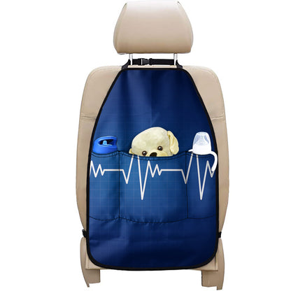 Heartbeat Cardiogram Print Car Seat Organizers