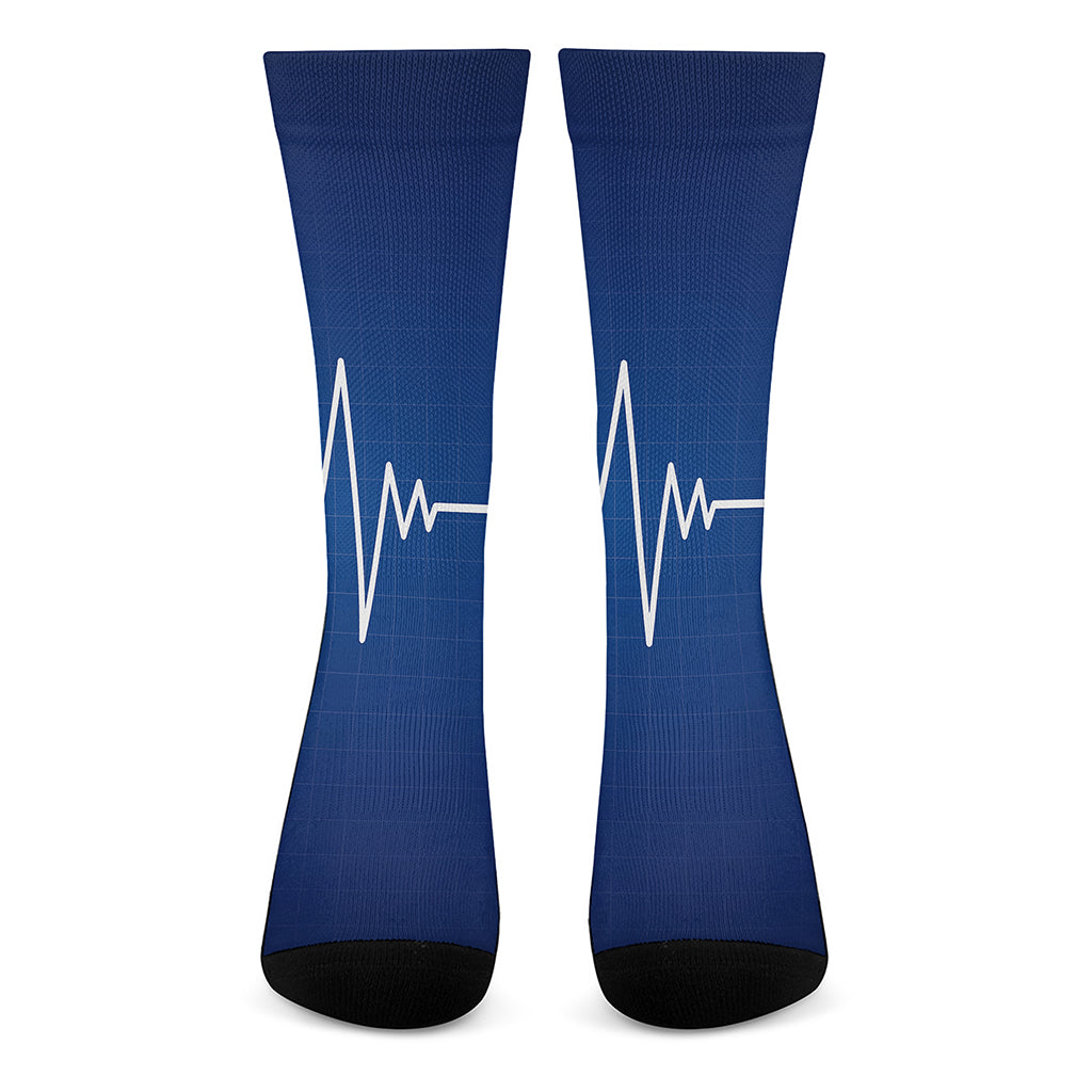 Heartbeat Cardiogram Print Crew Socks