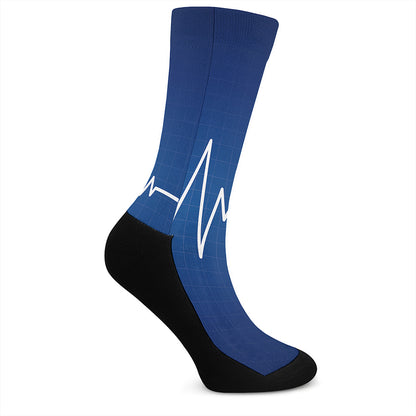 Heartbeat Cardiogram Print Crew Socks
