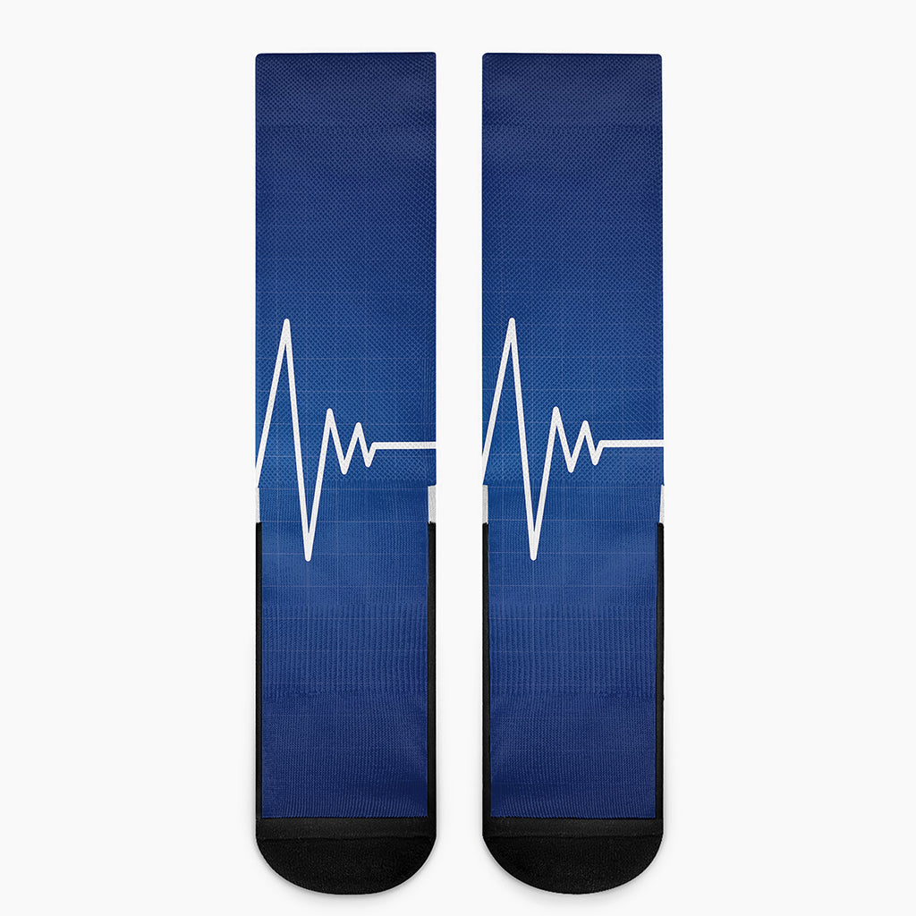 Heartbeat Cardiogram Print Crew Socks
