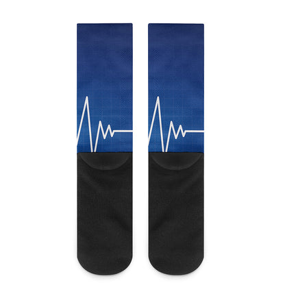 Heartbeat Cardiogram Print Crew Socks