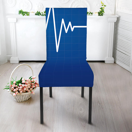 Heartbeat Cardiogram Print Dining Chair Slipcover