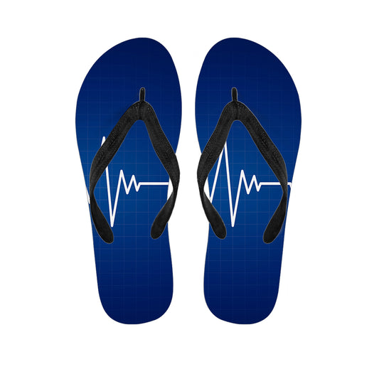 Heartbeat Cardiogram Print Flip Flops