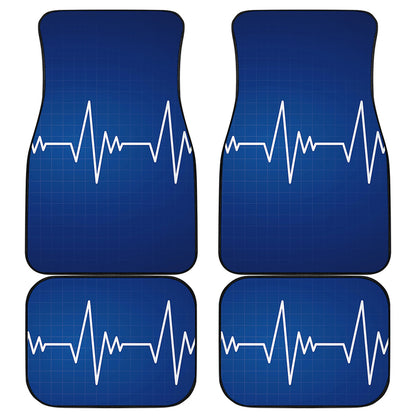 Heartbeat Cardiogram Print Front and Back Car Floor Mats