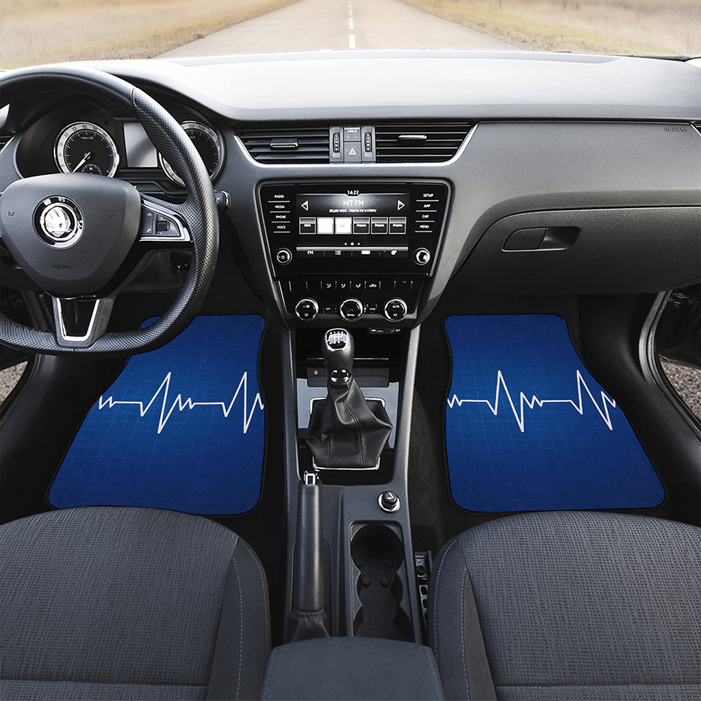 Heartbeat Cardiogram Print Front and Back Car Floor Mats