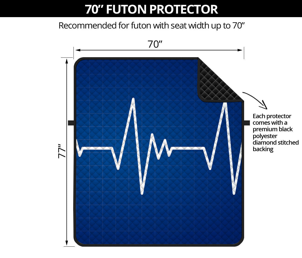 Heartbeat Cardiogram Print Futon Protector