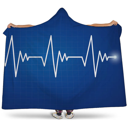 Heartbeat Cardiogram Print Hooded Blanket