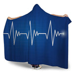 Heartbeat Cardiogram Print Hooded Blanket