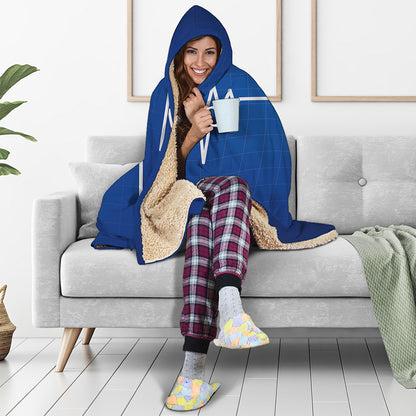 Heartbeat Cardiogram Print Hooded Blanket