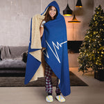 Heartbeat Cardiogram Print Hooded Blanket