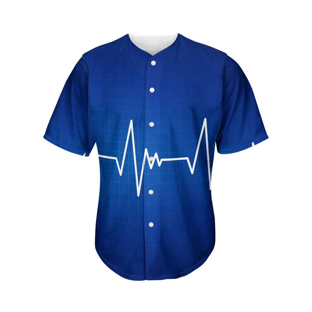 Heartbeat Cardiogram Print Men's Baseball Jersey