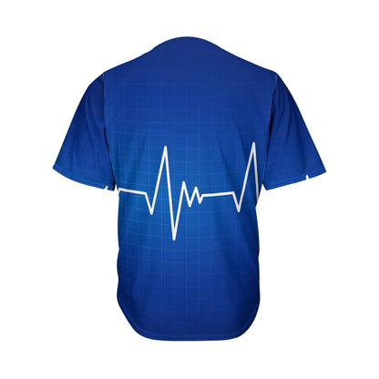Heartbeat Cardiogram Print Men's Baseball Jersey