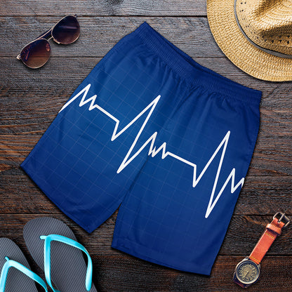 Heartbeat Cardiogram Print Men's Shorts