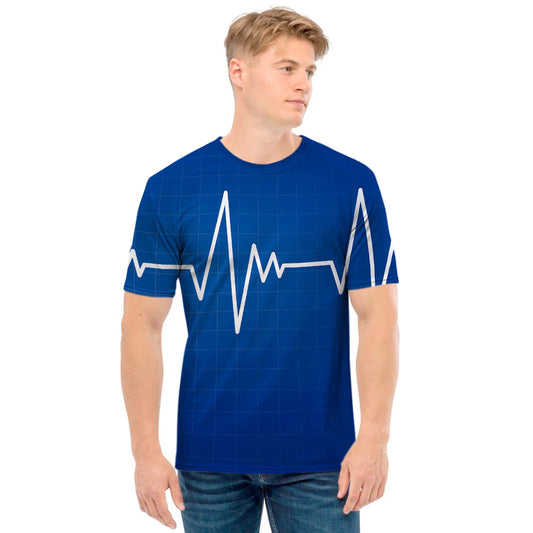 Heartbeat Cardiogram Print Men's T-Shirt