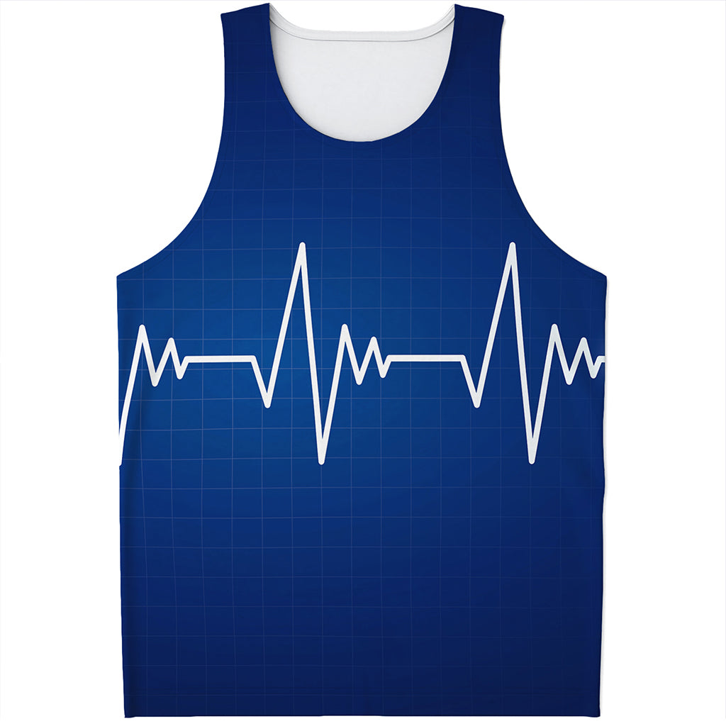 Heartbeat Cardiogram Print Men's Tank Top