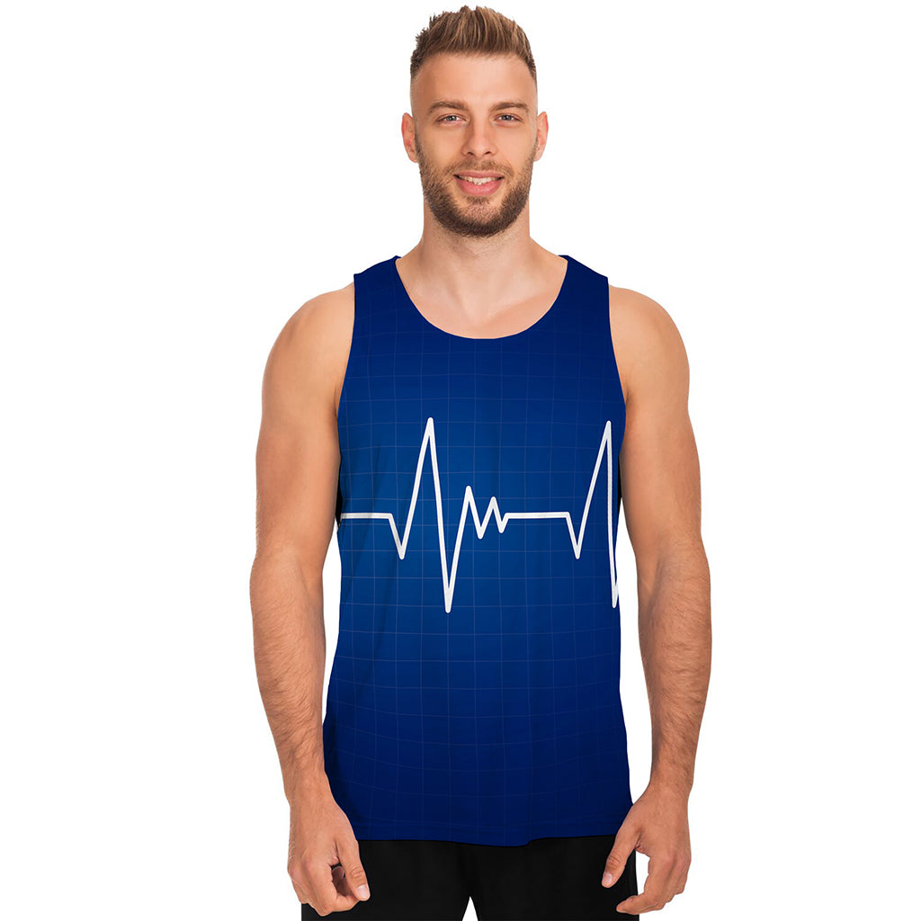 Heartbeat Cardiogram Print Men's Tank Top