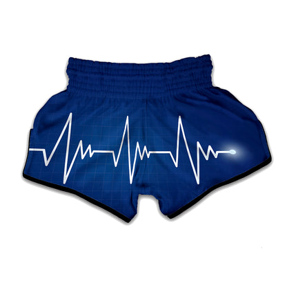 Heartbeat Cardiogram Print Muay Thai Boxing Shorts