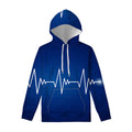 Heartbeat Cardiogram Print Pullover Hoodie