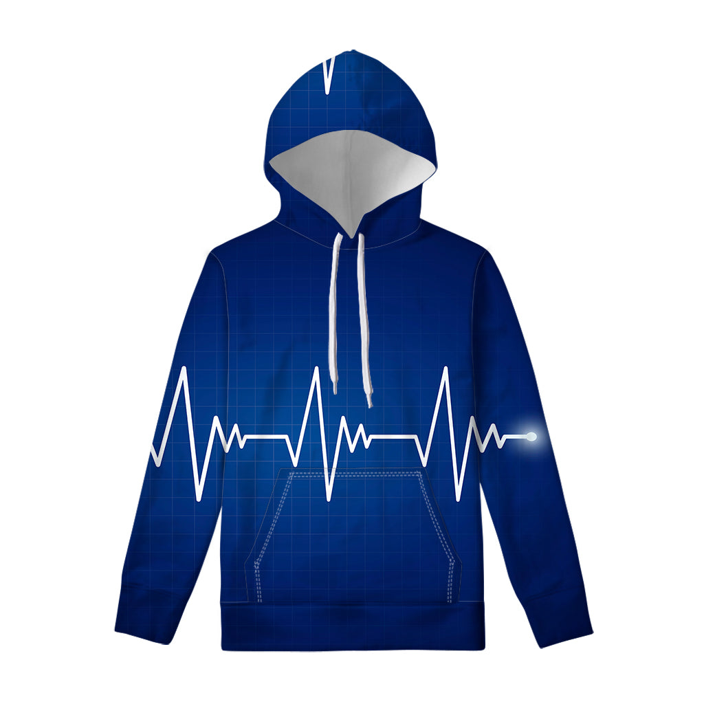 Heartbeat Cardiogram Print Pullover Hoodie