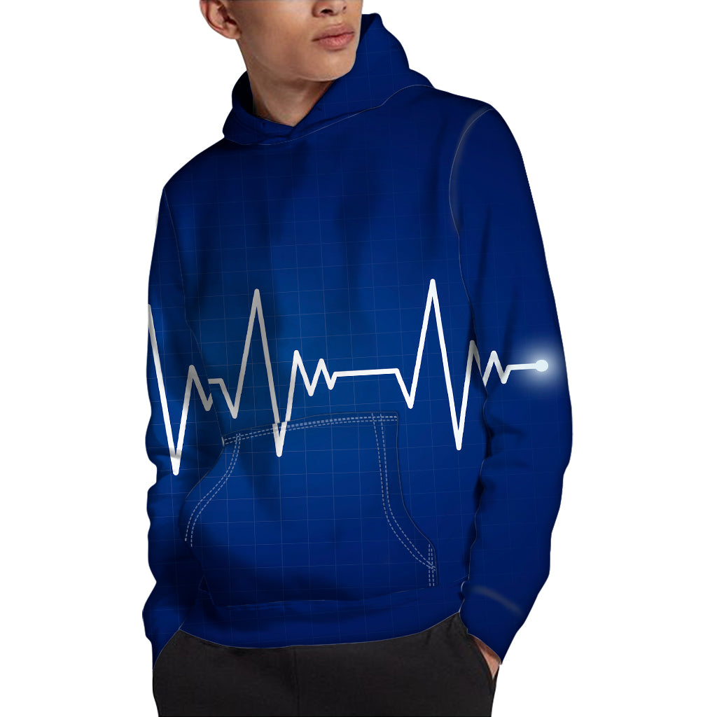 Heartbeat Cardiogram Print Pullover Hoodie