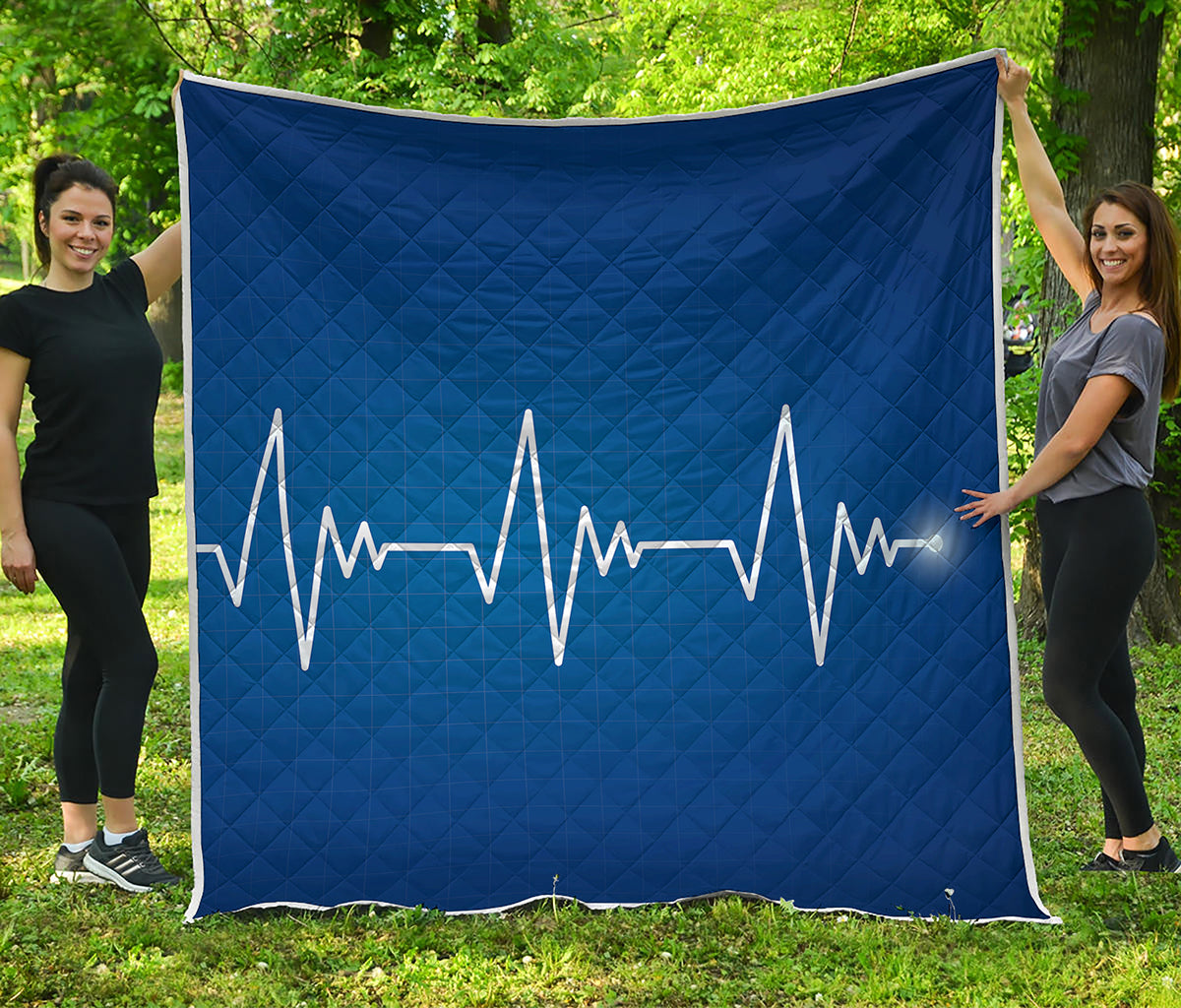 Heartbeat Cardiogram Print Quilt