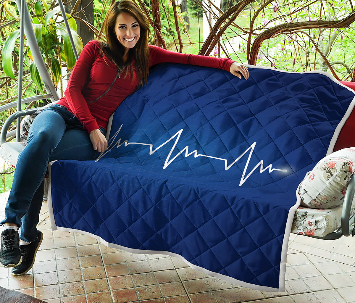 Heartbeat Cardiogram Print Quilt