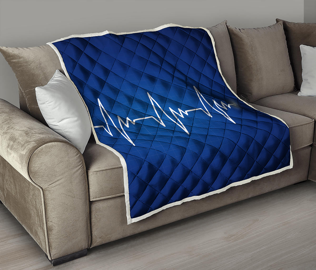Heartbeat Cardiogram Print Quilt