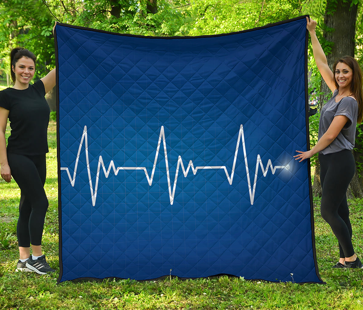 Heartbeat Cardiogram Print Quilt