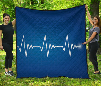 Heartbeat Cardiogram Print Quilt