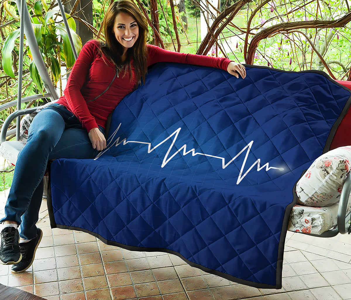 Heartbeat Cardiogram Print Quilt