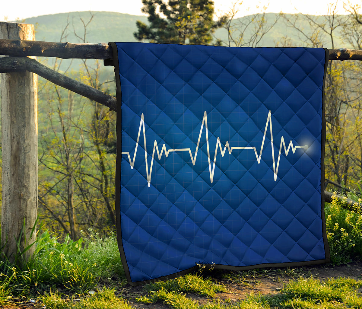 Heartbeat Cardiogram Print Quilt
