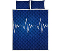 Heartbeat Cardiogram Print Quilt Bed Set