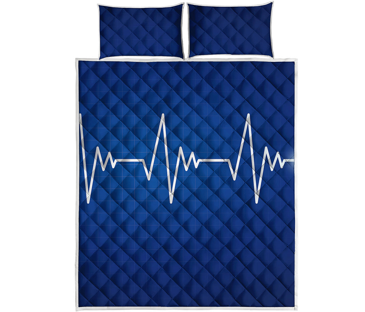 Heartbeat Cardiogram Print Quilt Bed Set