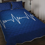 Heartbeat Cardiogram Print Quilt Bed Set