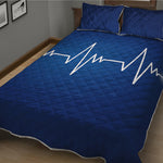Heartbeat Cardiogram Print Quilt Bed Set