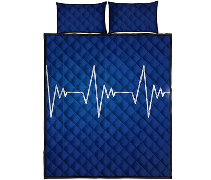 Heartbeat Cardiogram Print Quilt Bed Set