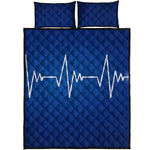 Heartbeat Cardiogram Print Quilt Bed Set