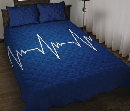 Heartbeat Cardiogram Print Quilt Bed Set