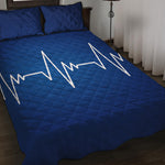 Heartbeat Cardiogram Print Quilt Bed Set