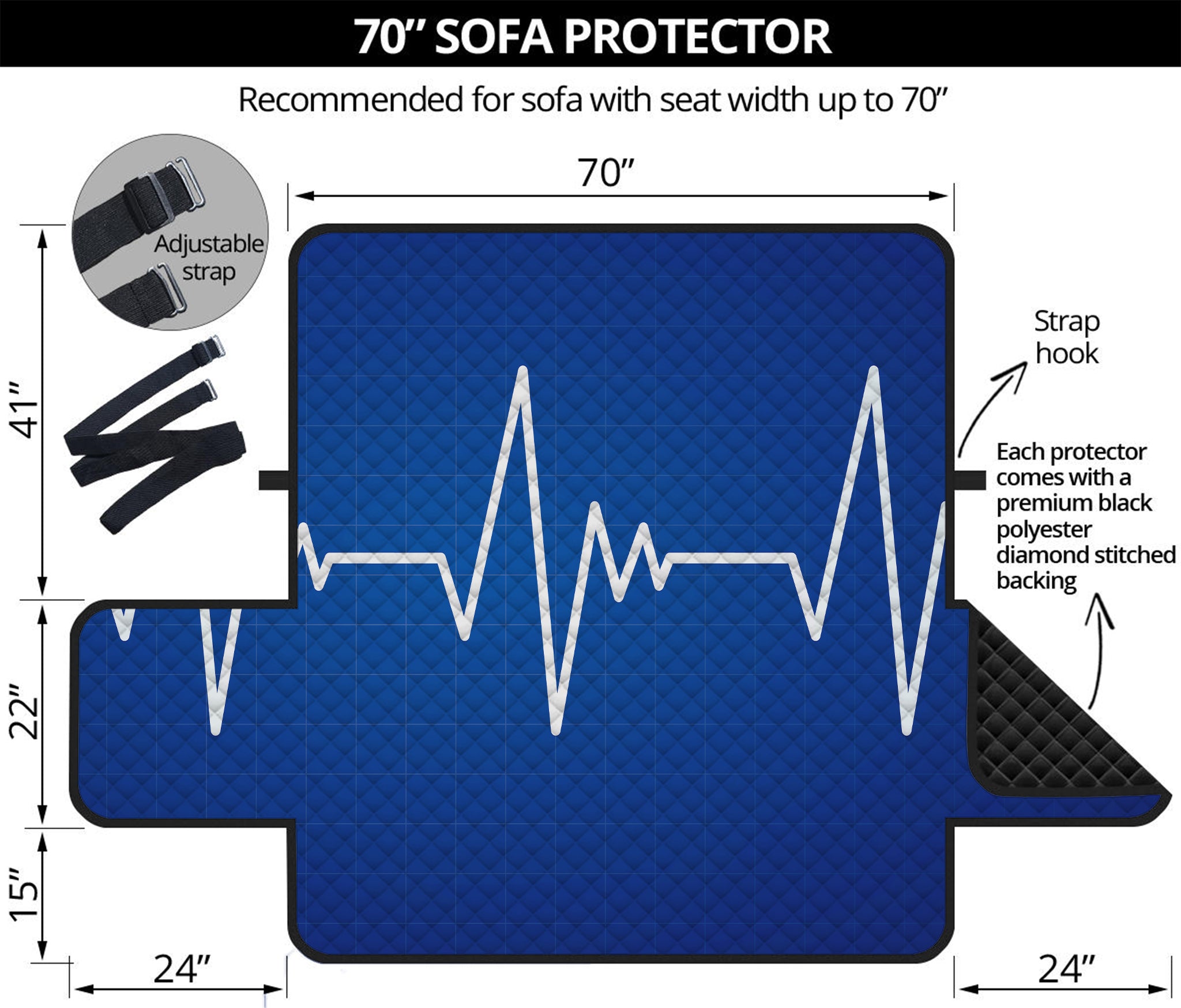 Heartbeat Cardiogram Print Sofa Protector