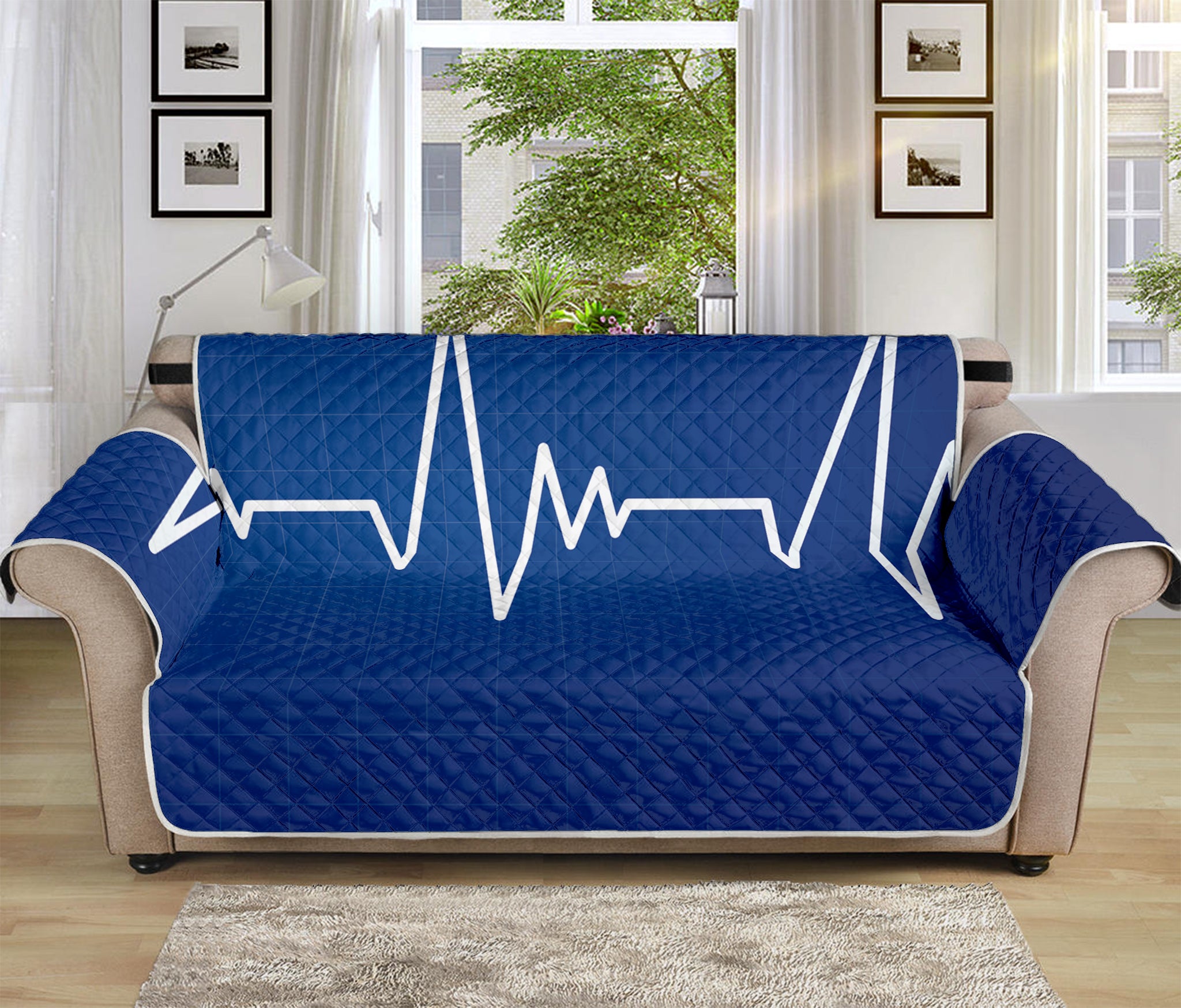 Heartbeat Cardiogram Print Sofa Protector