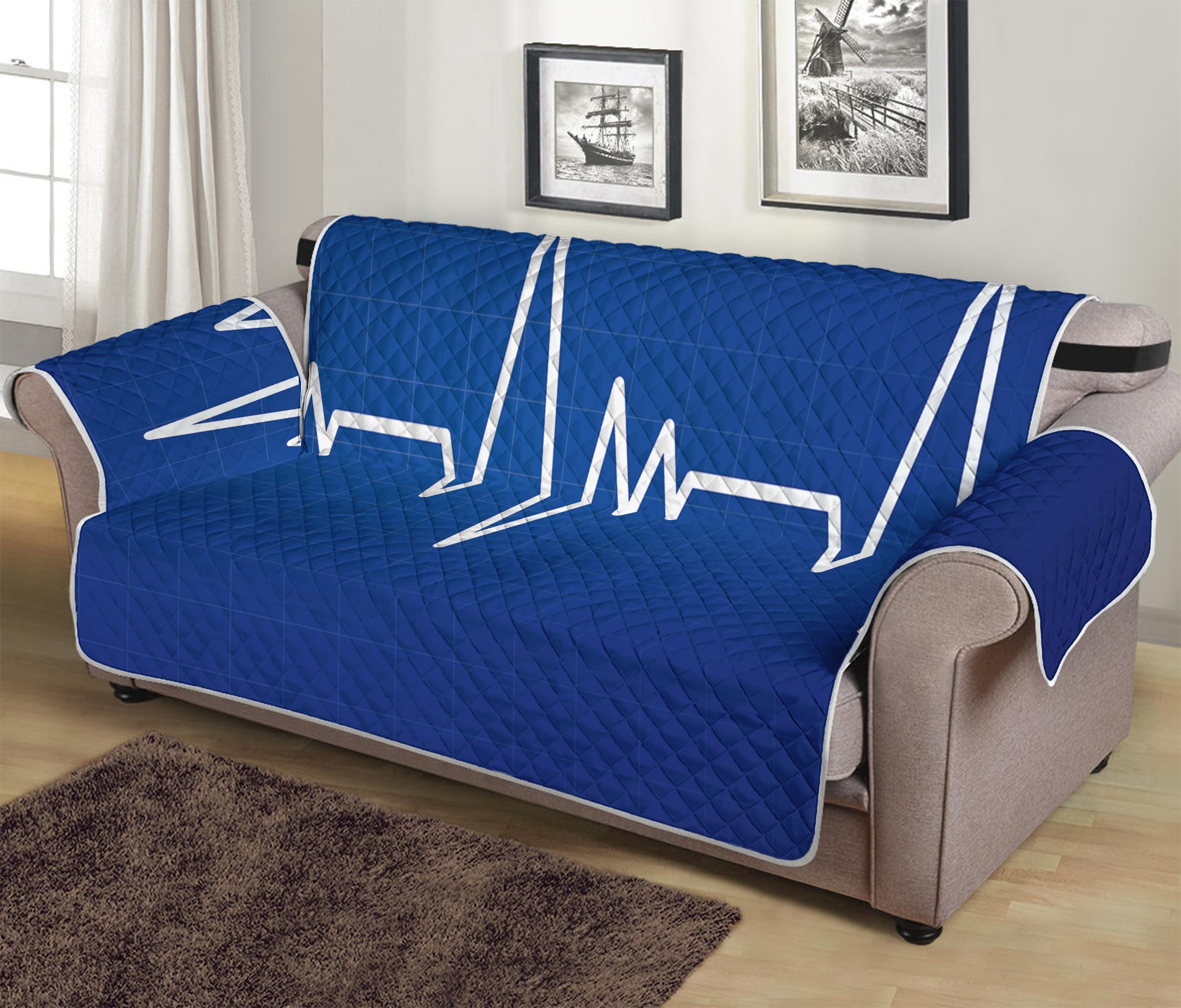 Heartbeat Cardiogram Print Sofa Protector