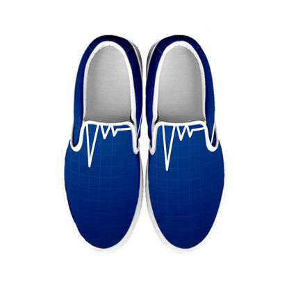 Heartbeat Cardiogram Print White Slip On Shoes