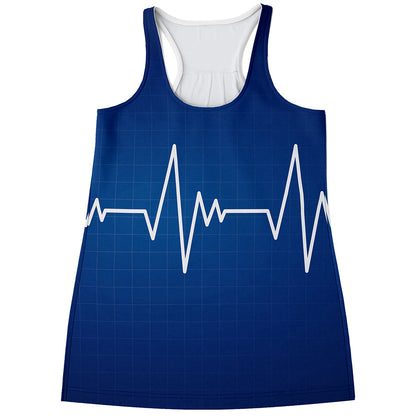 Heartbeat Cardiogram Print Women's Racerback Tank Top