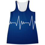 Heartbeat Cardiogram Print Women's Racerback Tank Top